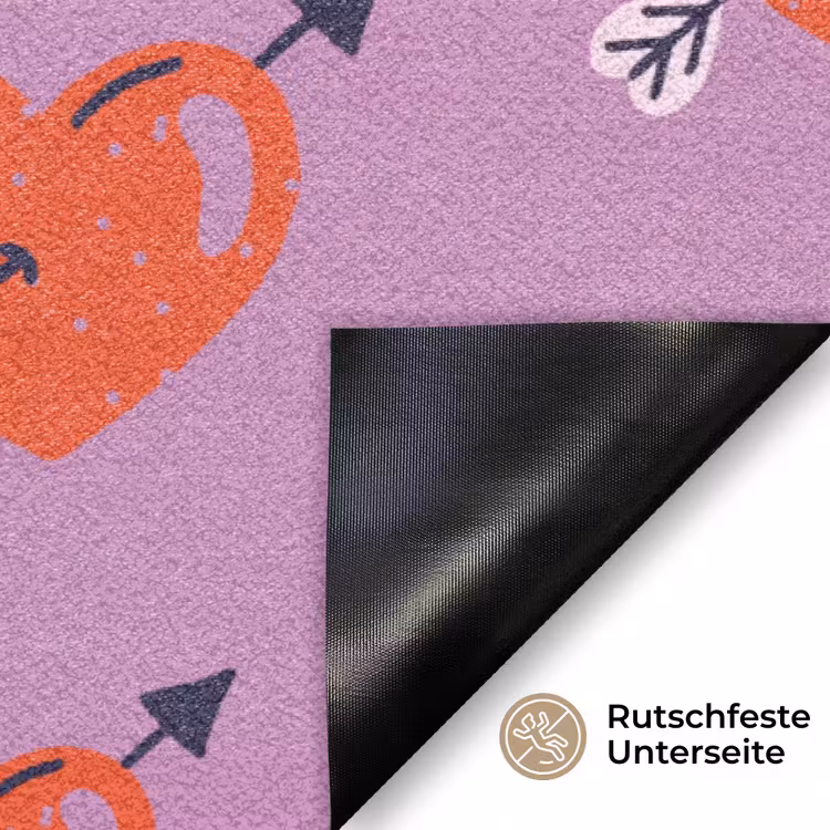 Hartjes - Rood - Paars - Print - Liefde Deurmat klein -antislip_DE