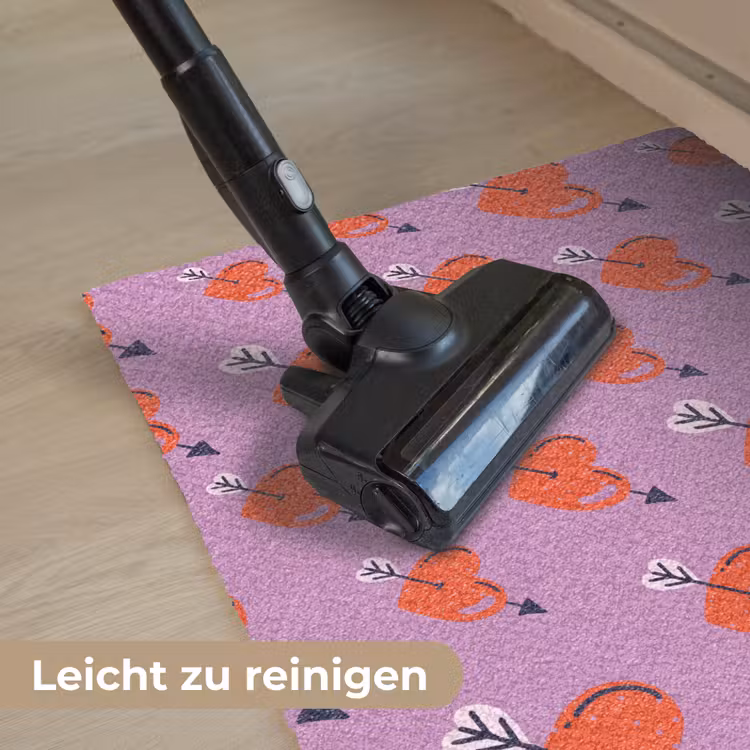 Hartjes - Rood - Paars - Print - Liefde Deurmat klein -reinigen_DE