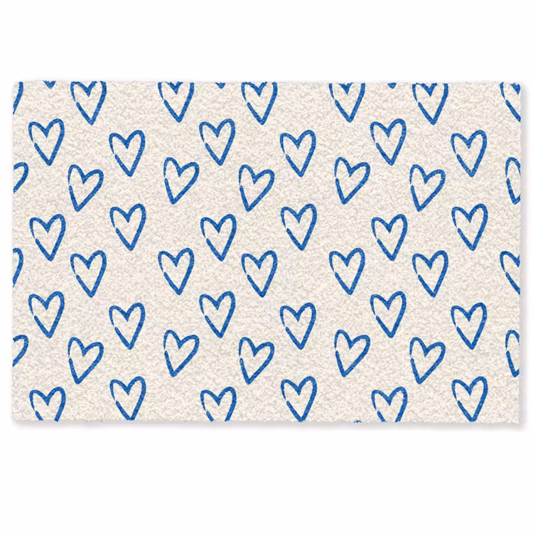 Hartjes patroon - Blauw - Beige - Liefde Deurmat klein -zkaufland3d
