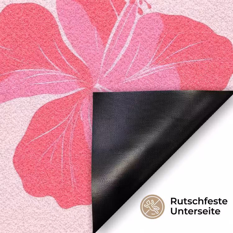 Hibiscus - Bloemen - Roze Deurmat klein 898 -antislip_DE