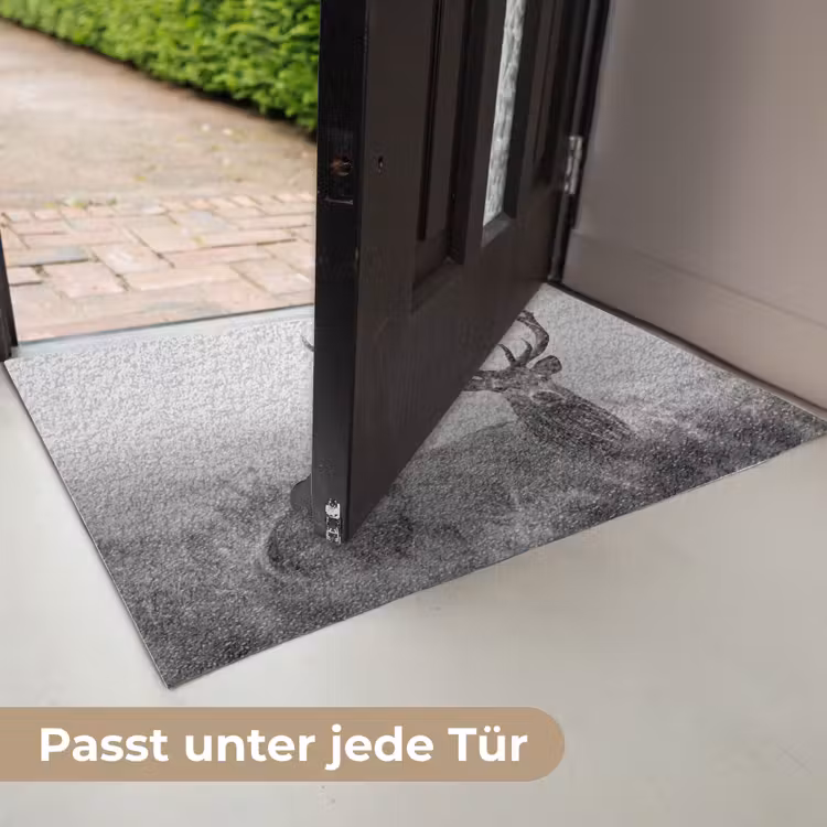 Hert - Mistig - Zwart - Wit Deurmat klein -USP_DE