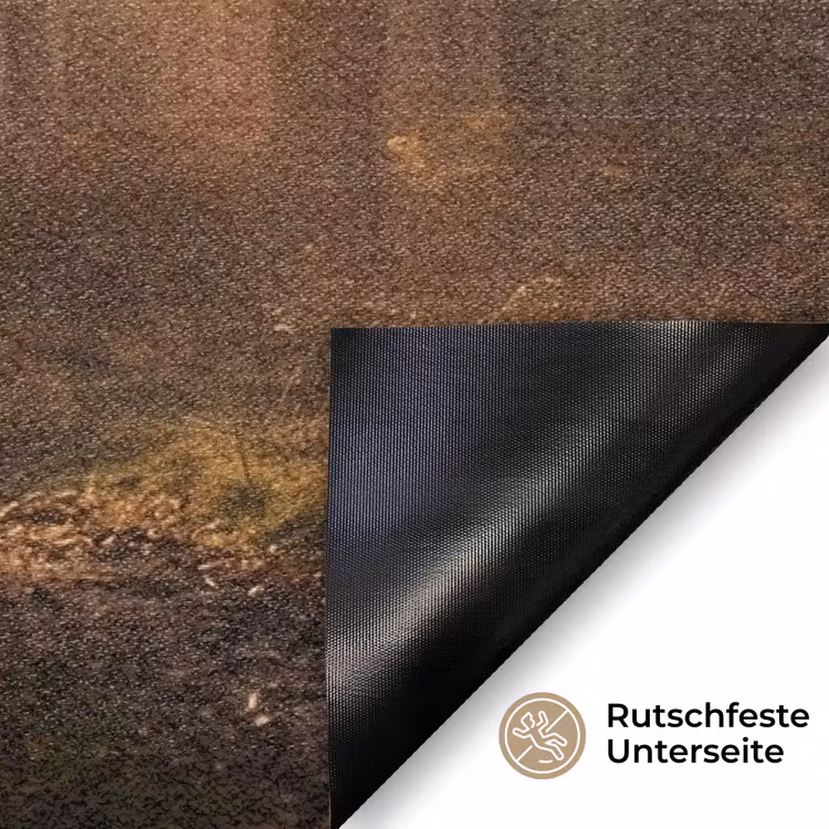 Hert - Bos - Mistig - Natuur - Goud Deurmat klein -antislip_DE
