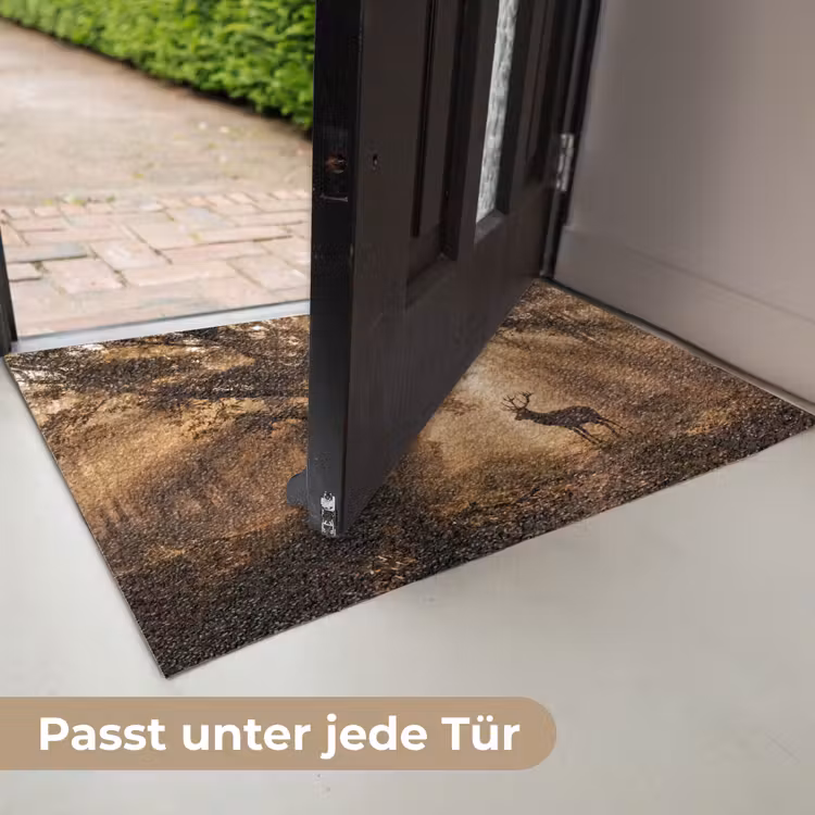 Hert - Bos - Mistig - Natuur - Goud Deurmat klein -USP_DE