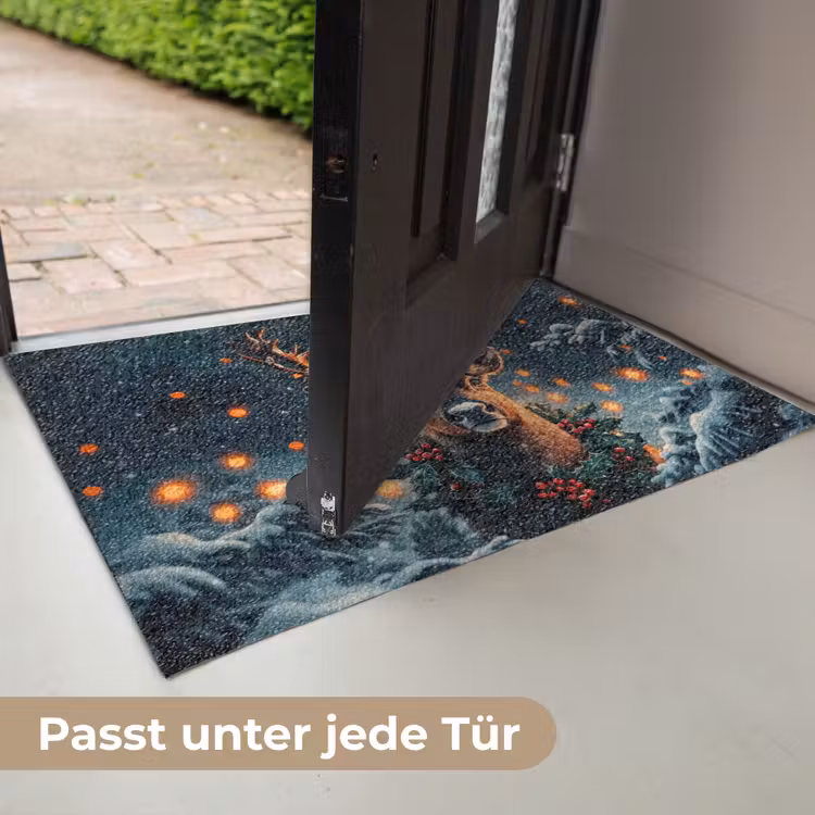 Hert - Kerst - Winter - Sneeuw - Kerstkrans Deurmat klein -USP_DE