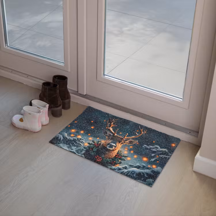 Hert - Kerst - Winter - Sneeuw - Kerstkrans Deurmat klein -sfeer3