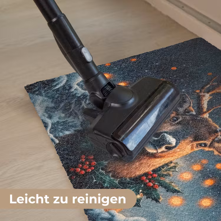 Hert - Kerst - Winter - Sneeuw - Kerstkrans Deurmat klein -reinigen_DE