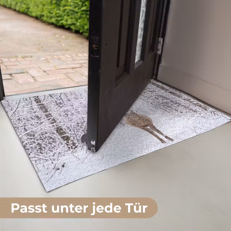 Hert - Winter - Bos - Natuur - Wit Deurmat klein -USP_DE