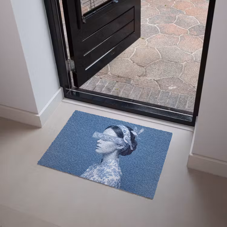 Portret - Klassiek - Wit - Blauw Deurmat klein -sfeer5