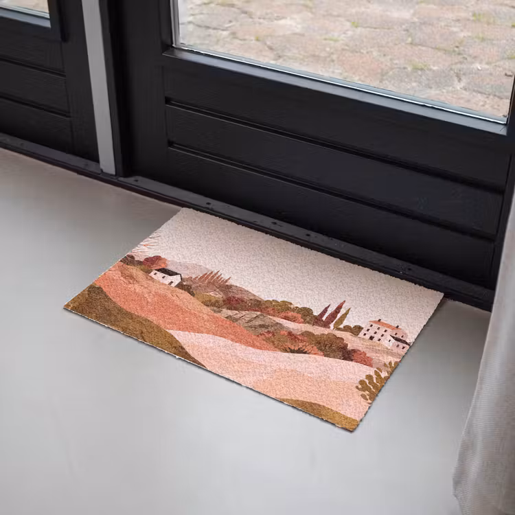 Heuvellandschap - Grafisch - Terracotta Deurmat klein -sfeer2