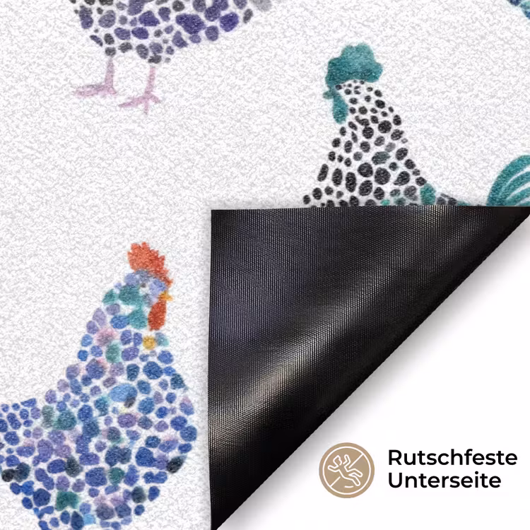 Kippen -Aquarel - Kleurrijk Deurmat klein 898 -antislip_DE