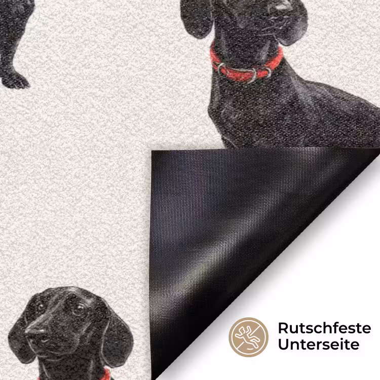 Hond - Patroon - Zwart Deurmat klein 898 -antislip_DE