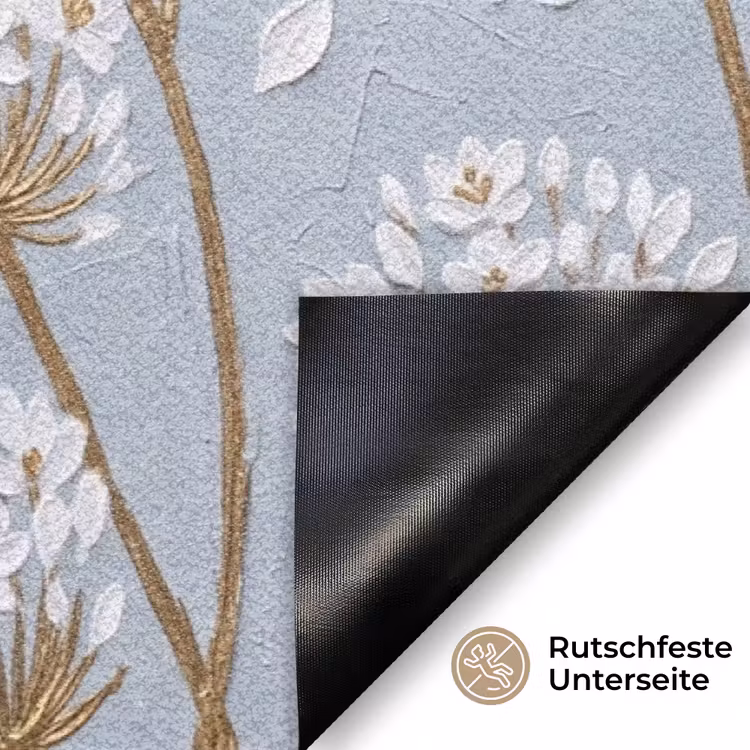 Illustratie - Bloemen - Blauw Deurmat klein -antislip_DE