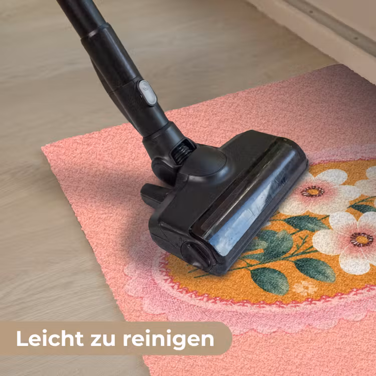 Illustratie - Bloemen - Rand - Roze Deurmat klein -reinigen_DE