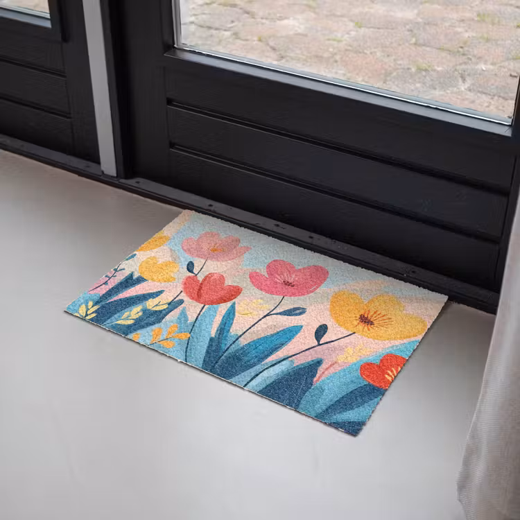 Illustratie - Bloemen - Kleurrijk Deurmat klein -sfeer2