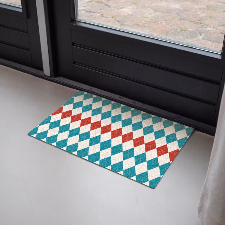 Illustratie - Ruiten - Rood - Groen Deurmat klein 898 -sfeer2