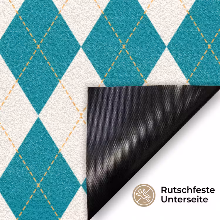 Illustratie - Ruiten - Rood - Groen Deurmat klein 898 -antislip_DE