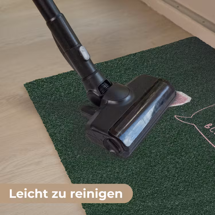 Illustratie - Mond - Donkergroen - Tekstwolkje Deurmat klein -reinigen_DE