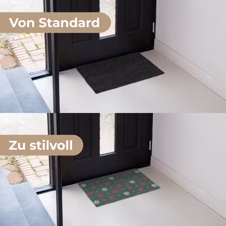 Illustratie - Sneeuwvlokken - Groen Deurmat klein 898 -voor-na_DE