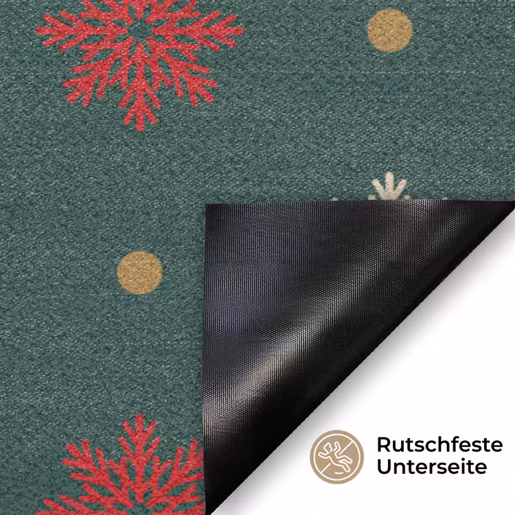 Illustratie - Sneeuwvlokken - Groen Deurmat klein 898 -antislip_DE