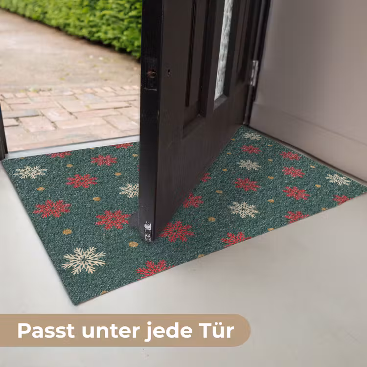 Illustratie - Sneeuwvlokken - Groen Deurmat klein 898 -USP_DE