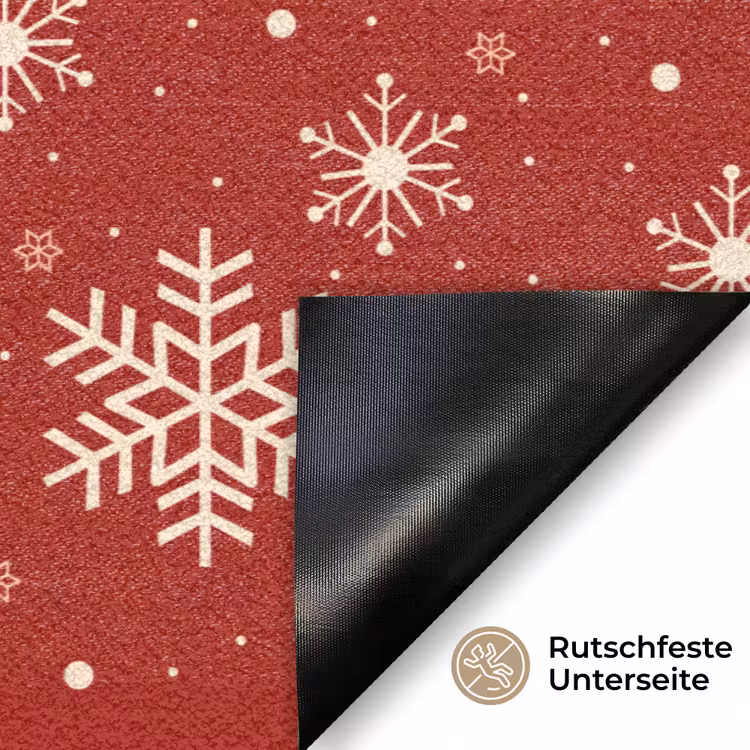 Illustratie - Sneeuwvlokken - Rood Deurmat klein 898 -antislip_DE