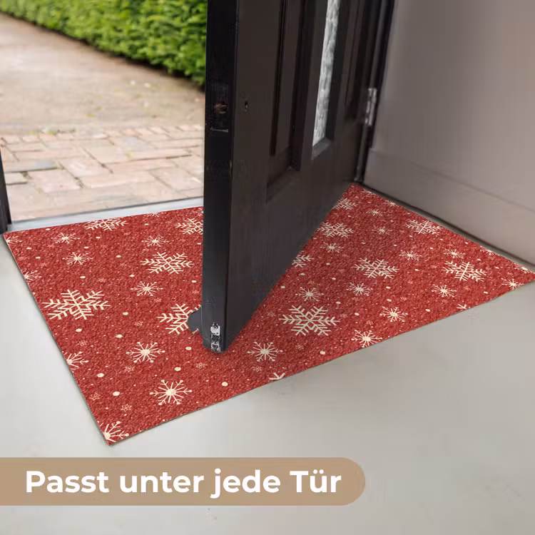 Illustratie - Sneeuwvlokken - Rood Deurmat klein 898 -USP_DE