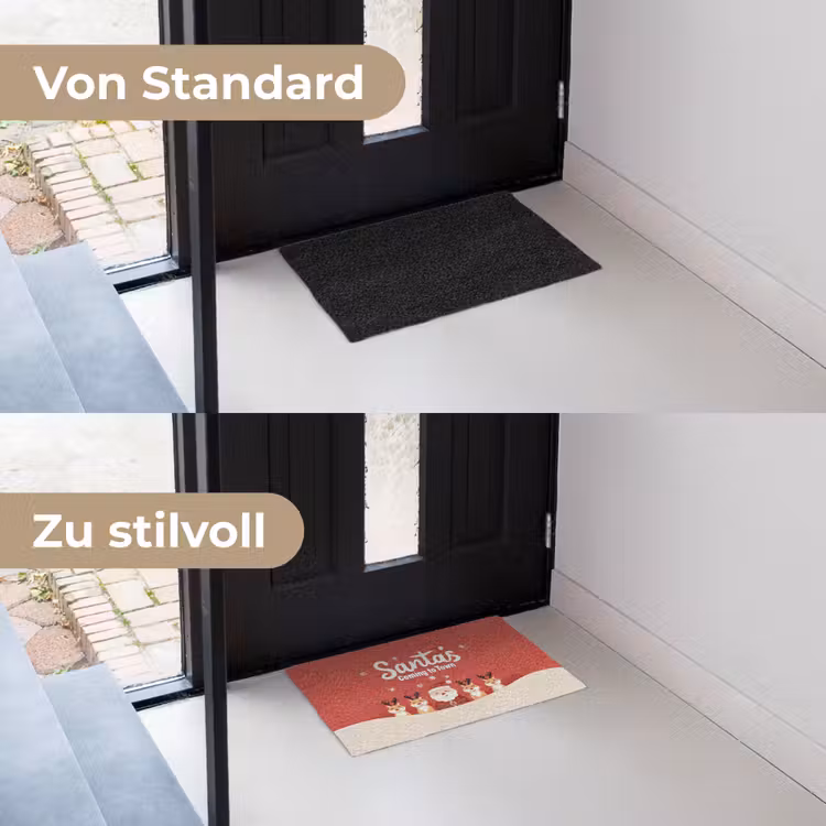Illustratie - Kerstman - Rendieren - Rood Deurmat klein -voor-na_DE