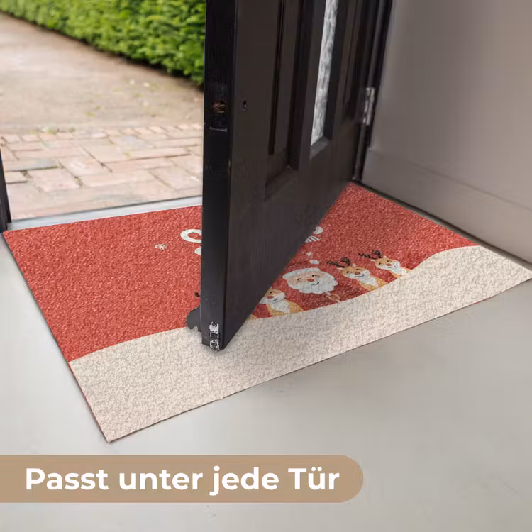 Illustratie - Kerstman - Rendieren - Rood Deurmat klein -USP_DE
