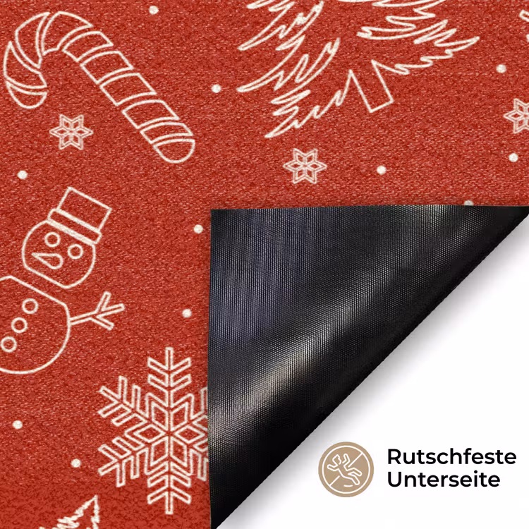 Illustratie - Kerstsymbolen - Rood Deurmat klein 898 -antislip_DE
