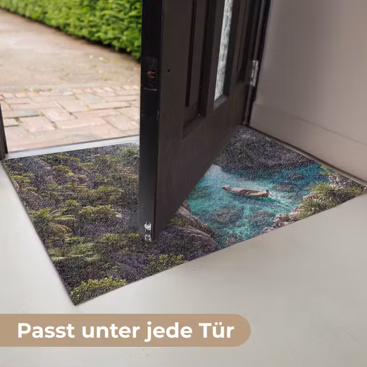 Fußmatte - Insel – Tropisch – Wasser – Palmen – Natur - Eiland - Tropisch - Water - Palmbomen - Natuur Deurmat klein