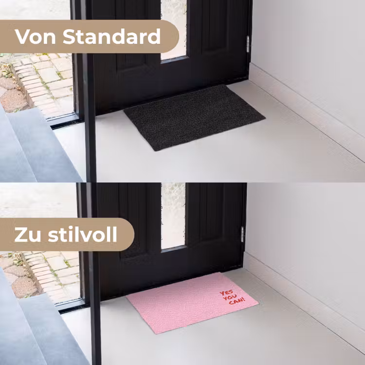 Yes you can do it - Rood - Roze Deurmat klein -voor-na_DE