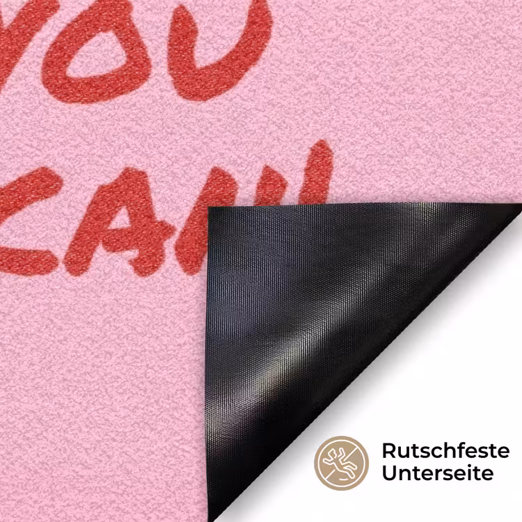 Yes you can do it - Rood - Roze Deurmat klein -antislip_DE