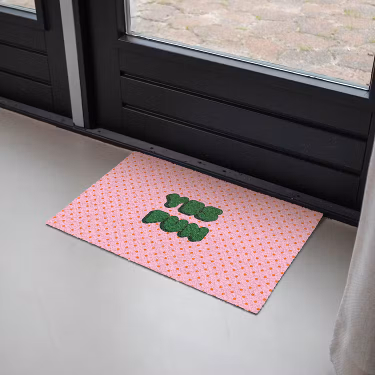 Yes fun - Groen - Roze - Stippen Deurmat klein -sfeer2