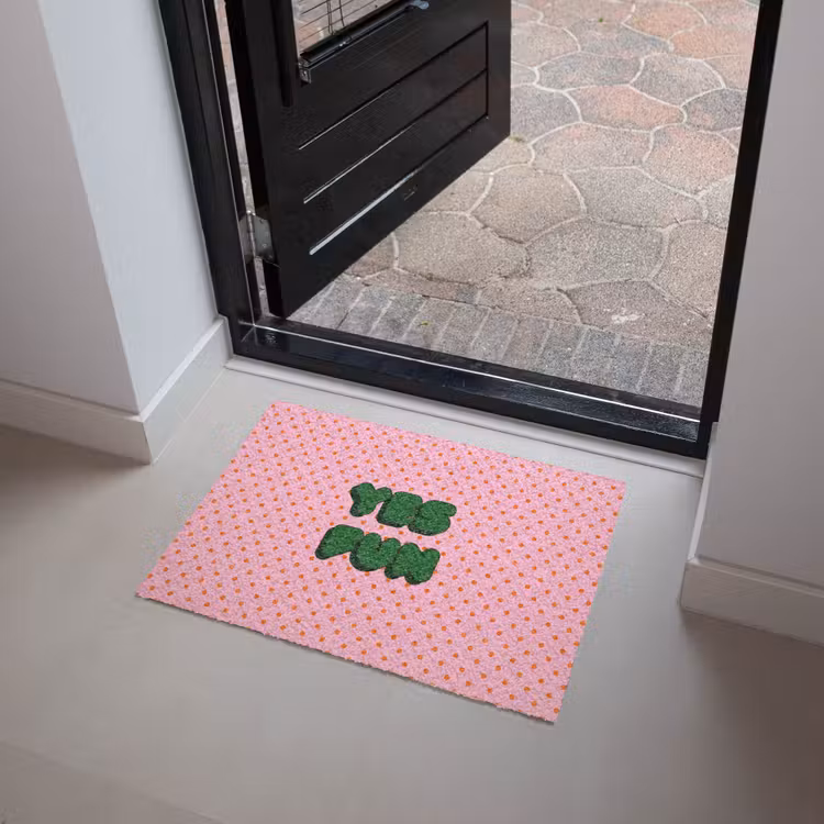 Yes fun - Groen - Roze - Stippen Deurmat klein -sfeer5