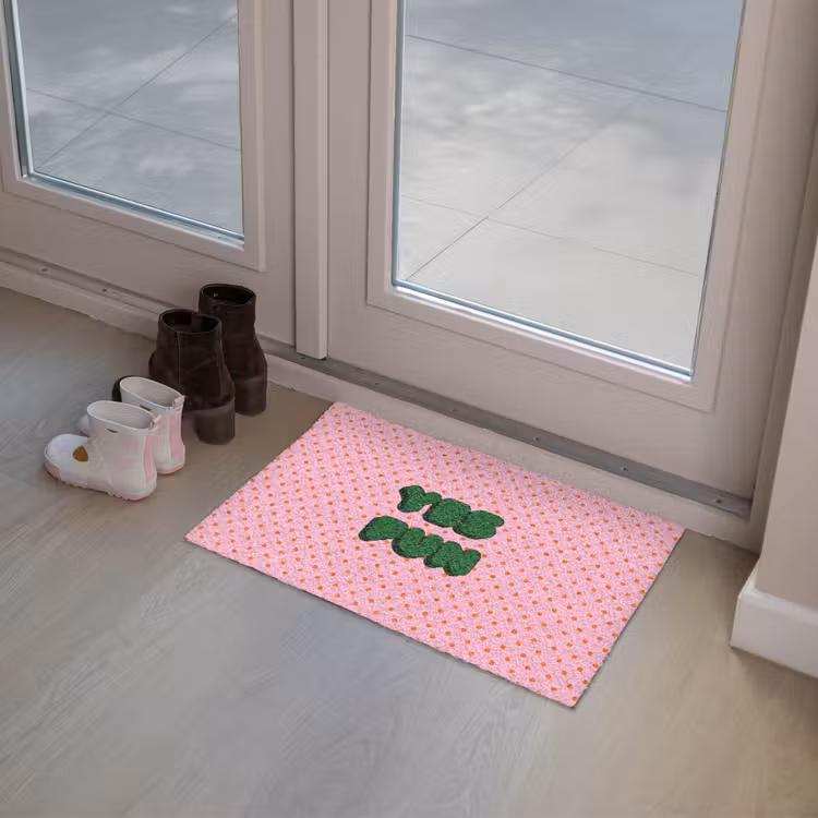 Yes fun - Groen - Roze - Stippen Deurmat klein -sfeer3