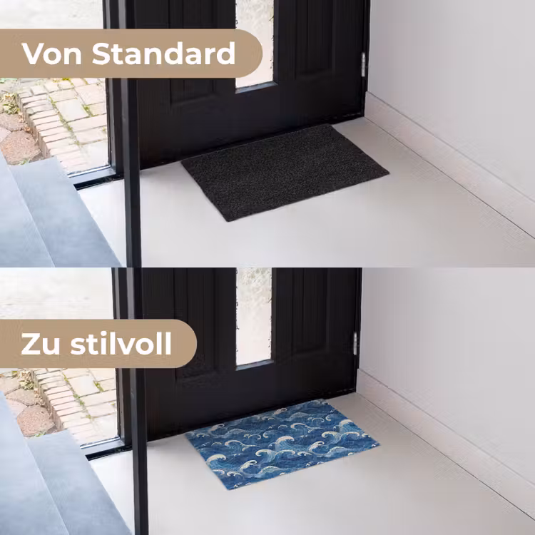 Japans - Oceaan - Golven - Blauw Deurmat klein 898 -voor-na_DE