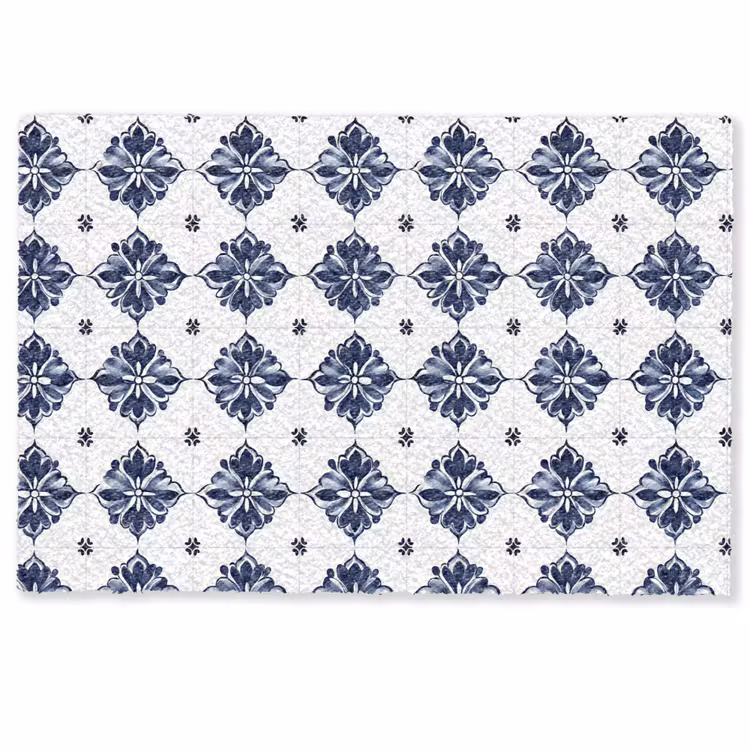 Tegelmotief - Blauw - Wit - Bloem Deurmat klein 898 -zkaufland3d