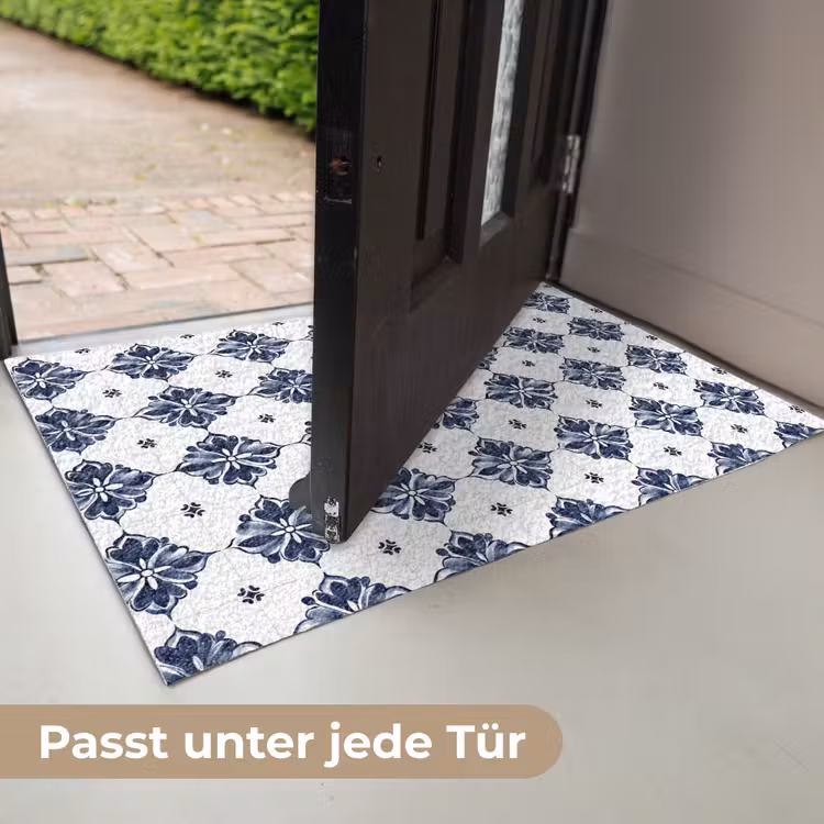 Tegelmotief - Blauw - Wit - Bloem Deurmat klein 898 -USP_DE