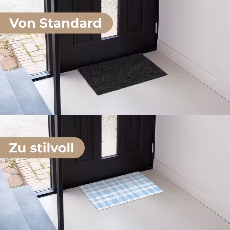 Ruit - Patroon - Blauw Deurmat klein 898 -voor-na_DE