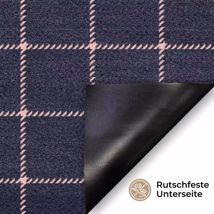 Plaid - Patroon - Blauw - Roze Deurmat klein 898 -antislip_DE