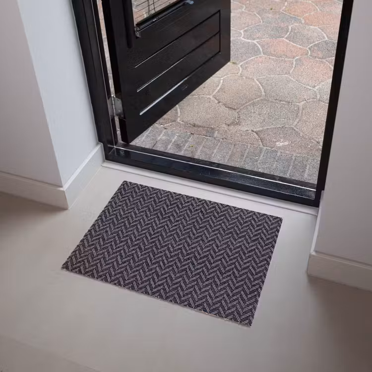 Plaid - Patroon - Visgraad - Blauw Deurmat klein 898 -sfeer5