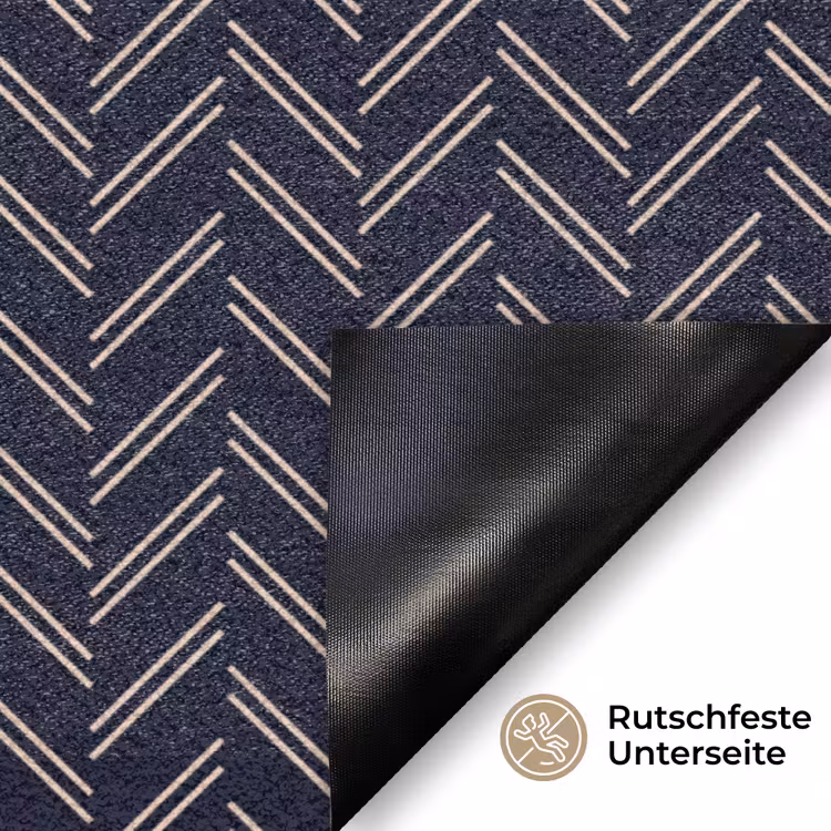 Plaid - Patroon - Visgraad - Blauw Deurmat klein 898 -antislip_DE