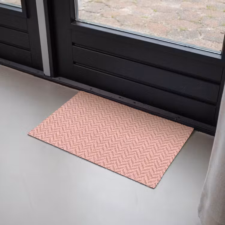 Plaid - Patroon - Visgraad - Roze Deurmat klein 898 -sfeer2