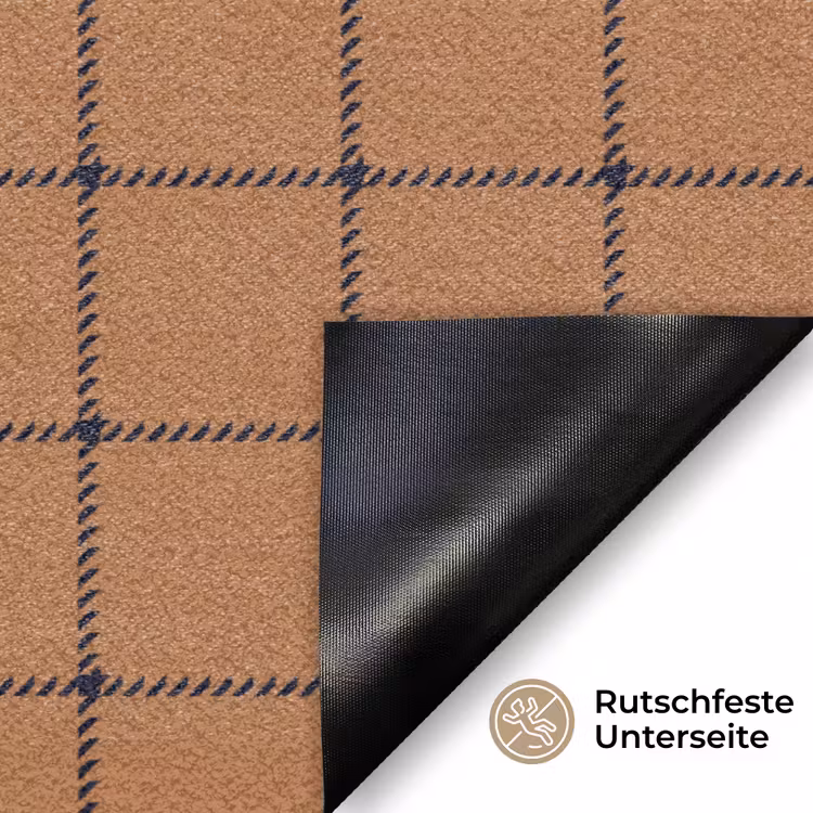 Plaid - Patroon - Vierkant - Bruin Deurmat klein 898 -antislip_DE