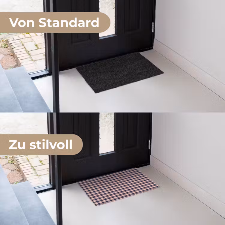 Plaid - Patroon - Roze - Zwart Deurmat klein 898 -voor-na_DE