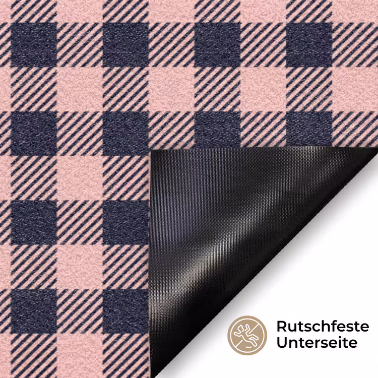 Plaid - Patroon - Roze - Zwart Deurmat klein 898 -antislip_DE