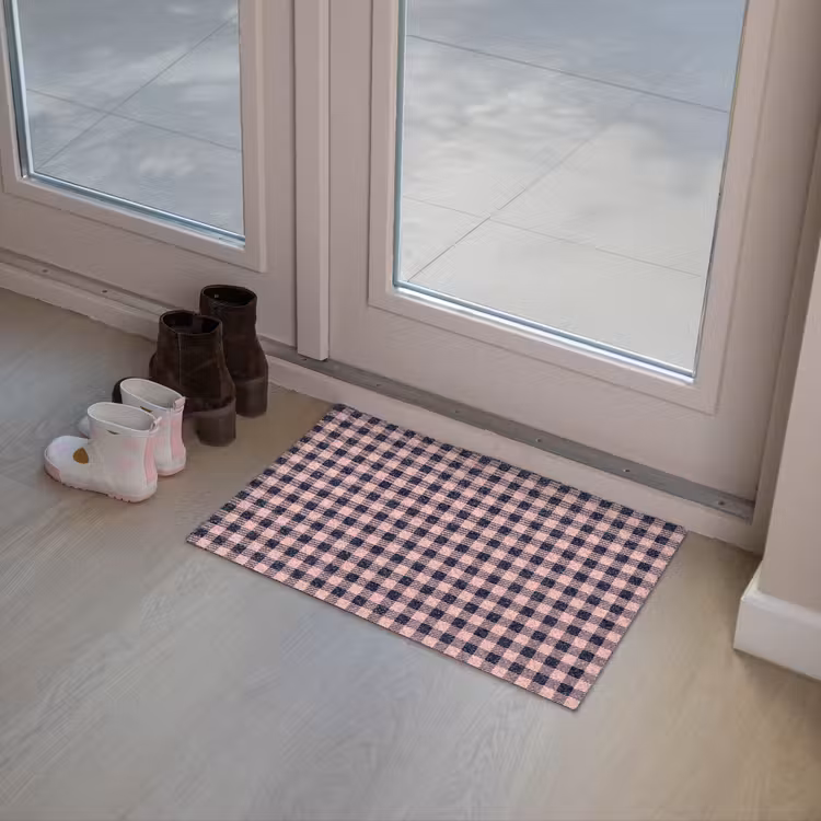 Plaid - Patroon - Roze - Zwart Deurmat klein 898 -sfeer3