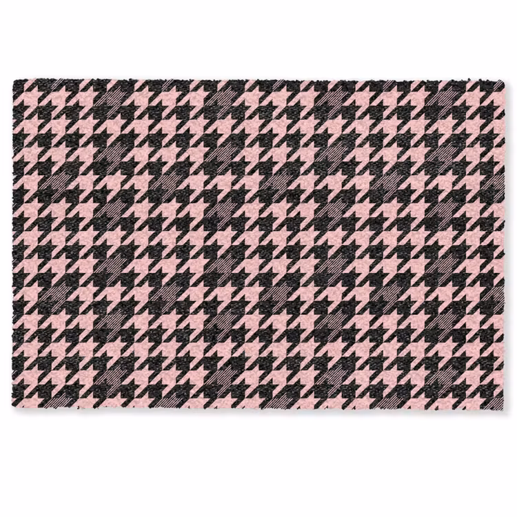 Plaid - Patroon - Zwart - Roze Deurmat klein 898 -zkaufland3d