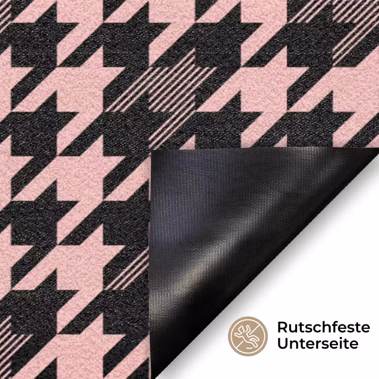 Plaid - Patroon - Zwart - Roze Deurmat klein 898 -antislip_DE