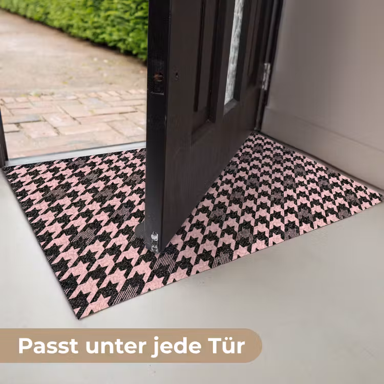 Plaid - Patroon - Zwart - Roze Deurmat klein 898 -USP_DE